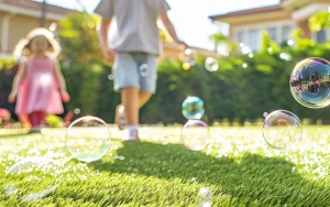 人工芝専用クッションマットでふかふかの庭に！子どもに安心の庭を作ろう