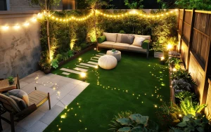 人工芝の庭で冬のおうちイルミネーション｜安全に楽しむ飾り付けアイデア
